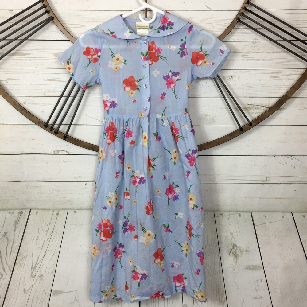 Laura Ashley Mother Child Dress Size 9 Floral Blue